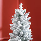 HOMCOM 5' Snow-Flocked Artificial Pencil Christmas Tree with Lights - Green-Quick setup due to easy section design 