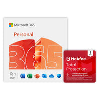 Microsoft 365 Personal + McAfee Total Protection - 1 Device - 12-Month Subscription [Digital Download]-Works on PC, Mac, iPhone, iPad, and Android devices