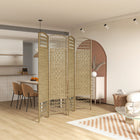 HOMCOM 4 Panel Wave Fiber Freestanding Room Divider for Home Office - Natural-Lightweight and easy to move around
