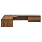 Modway Render 54.5" Wall Mount Corner Office Desk - Walnut-Full-Extension Glide Drawers