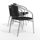 Flash Furniture Rattan Indoor-Outdoor Restaurant Stack Chair, Black, 4 Pack (4-TLH-020-BK-GG)-Integrated Arms