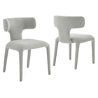 Modway Stellan Curved Back Boucle Upholstered Dining Chair - Dove Grey - 2 Pack-Fully Upholstered Dining Chair