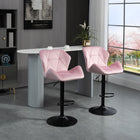 HOMCOM Adjustable Swivel Velvet-Touch Fabric Bar Stools - Pink - 2 Pack-A must for home bars, kitchens and high dining spots
