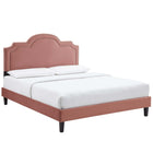 Modway Aviana Performance Velvet King Bed - Dusty Rose-Wood Slat Support System