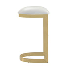 Manhattan Comfort Aura 16.54" Modern Faux Leather Upholstered Bar Stool- White and Polished Brass - 2 Pack-Seat Height: 28.54"