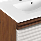 Modway Render 30" Wall-Mount Bathroom Vanity - White/Walnut/White-Fixtures Not Included