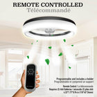 Bell+Howell CannonX Low Profile 19.7" Ceiling Fan with Lights and Remote - Black-Dimensions: 19.69" L x 19.69" W x 5.32" H