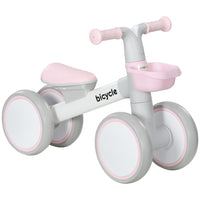 Qaba Toddler Balance Bike with Adjustable Seat - Pink-Teaches children to push, stand, and walk with confidence 