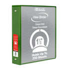 BAZIC Products 1.5" 3-Ring View Binder with 2 Pockets - Green - 6 Pack-Clear View Cover on front, back & side