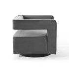 Modway Booth Performance Velvet Performance Velvet Swivel Armchair - Grey-360 Degree Swivel Base