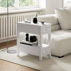 HOMCOM End Table with Charging Station and USB Ports - White-Modern design with painted surface enhances room aesthetics