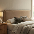 Modway Camille Upholstered Linen Blend King Size Headboard - Almond-Padded Pillow Design
