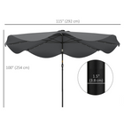 Outsunny Solar Patio Umbrella with LED and Tilt - Dark Grey-Made of 180 gsm polyester fabric and metal frame