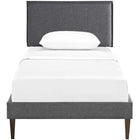 Modway Amaris Fabric Twin Platform Bed with Squared Tapered Legs - Grey-Mounts in Four Locations