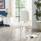 Modway Ponder Upholstered Sheepskin Fur Lounge Chair - White-High Density Padded Foam