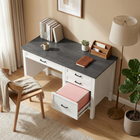 HOMCOM - bureau exécutif style ferme 54 po avec tiroir pour dossiers - grain de bois blanc-Comprend quatre tiroirs pour garder vos fournitures de bureau bien organisées