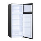 Magic Chef 7.4 cu. ft. 2-Door Mini Fridge with Freezer - Platinum Steel-2 removable Glass and 1 fixed refrigerator shelves provide for easy storage and accessibility