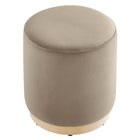 Modway Tilden 16" Round Performance Velvet Upholstered Ottoman - Taupe/Natural-Arrives Fully Assembled