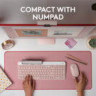 Logitech K585 Slim Multi-Device Wireless Keyboard - Rose-Extended Autonomy: Benefit from long battery life, with auto-sleep feature - plus a strong, secure wireless range up to 10m, via Bluetooth or the included 2.4GHz USB receiver