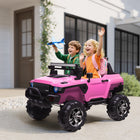 Aosom 12V 2-Seater Kids Ride-On Police Truck - Pink-Four wheels with spring suspension for a smooth ride 
