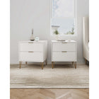 Manhattan Comfort DUMBO 20.07" Modern 2-Drawer Nightstand 2-Piece Set - White-Includes 2 Full Extension Drawers Designed in Vertical Textured Ribbed Lines