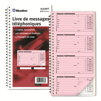 Blueline Telephone Message Book - 10-3/4" x 5-3/4" - French-Pink paper with white carbonless duplicate