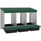 PawHut 3-Compartment Metal Nesting Boxes for Chicken-Sloped floor gently rolls eggs away, keeping them clean and unbroken
