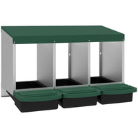 PawHut 3-Compartment Metal Nesting Boxes for Chicken-Sloped floor gently rolls eggs away, keeping them clean and unbroken
