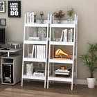 HOMCOM 4 Tier Ladder Shelf Bookcase - White - Set of 2-Ideal for your living room, bathroom, balcony, kitchen, etc 