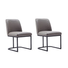 Manhattan Comfort Serena 23.62" Modern Faux Leather Upholstered Dining Chair - Grey - Set of 2-Modern Dining Chair for Dining Room and Home Office Use