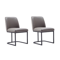Manhattan Comfort Serena 23.62" Modern Faux Leather Upholstered Dining Chair - Grey - Set of 2-Modern Dining Chair for Dining Room and Home Office Use