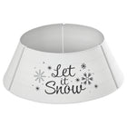 HOMCOM 26" Metal Christmas Tree Collar Base Cover - White-Type (pattern): a white finish with and black-tone "Let it Snow" and snowflake. Decorate your room and hide your Christmas tree stand 