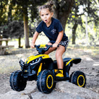 Aosom 12V Kids Electric 4-Wheeler ATV with Music and Headlights - Yellow-Comfortable seat for feel-good play 