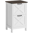 HOMCOM 2-Drawer Letter/A4 Filing Cabinet - Distressed White-Enhances home office decor with a charming barn door look
