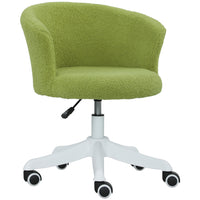 Vinsetto Fluffy Armless Office Chair with Adjustable Height - Light Green-Curved backrest and thick foam padding provide support and comfort