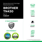 CIG Brother TN430 Remanfuactured Toner Cartridge - Standard Yield - Black-Environmentally Friendly: Remanufactured from an original Brother recycled cartridge
