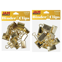 JAM Paper Colourful Binder Clips Assortment - Medium & Large - Gold - 27 Pack-Colour: Gold | Made of tempered steel for an extra strong hold