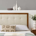 Modway Draper Tufted Fabric and Wood King Headboard - Walnut Beige-Button Tufted
