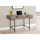 Monarch Specialties 7555 48" Computer Desk - Dark Taupe/Black Metal-Metal base in a black finish provides stability and includes slender metal legs that are recessed under the rectangular desktop