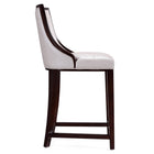 Manhattan Comfort Fifth Avenue 19" Traditional Faux Leather Upholstered Counter Stool - Pearl White and Walnut - 2 Pack-Seat Height: 26"