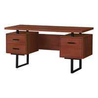 Monarch Specialties 7626 60" Computer Desk - Cherry/Black Metal-A stylish and contemporary 60"l computer desk with closed storage to create a functional workspace in your home office.