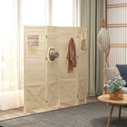 HOMCOM 4 Panel Freestanding Room Divider with Pegboard Display for Home Office - Natural Wood-Overall Dimensions: 59.75" W x 57" H x 0.75" D (152 x 144.5 x 1.7 cm) 
