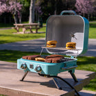 Kenmore 2 Burner Retro Tabletop Gas Grill - Turquoise-430 Stainless Steel Flame Tamers.