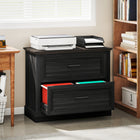 HOMCOM 2 Drawer File Cabinet, Printer Stand for Home Office - Black-Top surface holds printer, scanner, or decor with ease