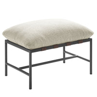 Modway Raya Outdoor Patio Boucle Ottoman - Ivory-Powder-Coated Aluminum Frame