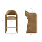 Modway Talia 41" Vegan Leather Bar Stool - Toast-Curved Back Barrel Design