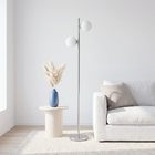 JAC Styles - Lampe de piedlLiam 2 lumineuses de 66 pouces - nickel brossé avec abat-jour blanc-Pédale pratique - Permet un contrôle mains libres facile pour un usage quotidien confortable.