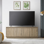 Hudson&Canal Presque TV Stand for TV's up to 75" - Antiqued Grey Oak-Constructed of sturdy MDF materials in a handcrafted antiqued gray oak finish