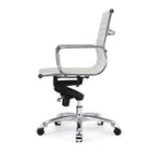 Plata Import Antoni Office Chair Leather Upholstery Low Back Adjustable Height Metal Frame - White-Seat 20" W x 18 " D; Back 19.75-17.5" H