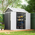 Outsunny 6' x 6' Outdoor Storage Shed-Included floor isolates shed from rainwater contact
